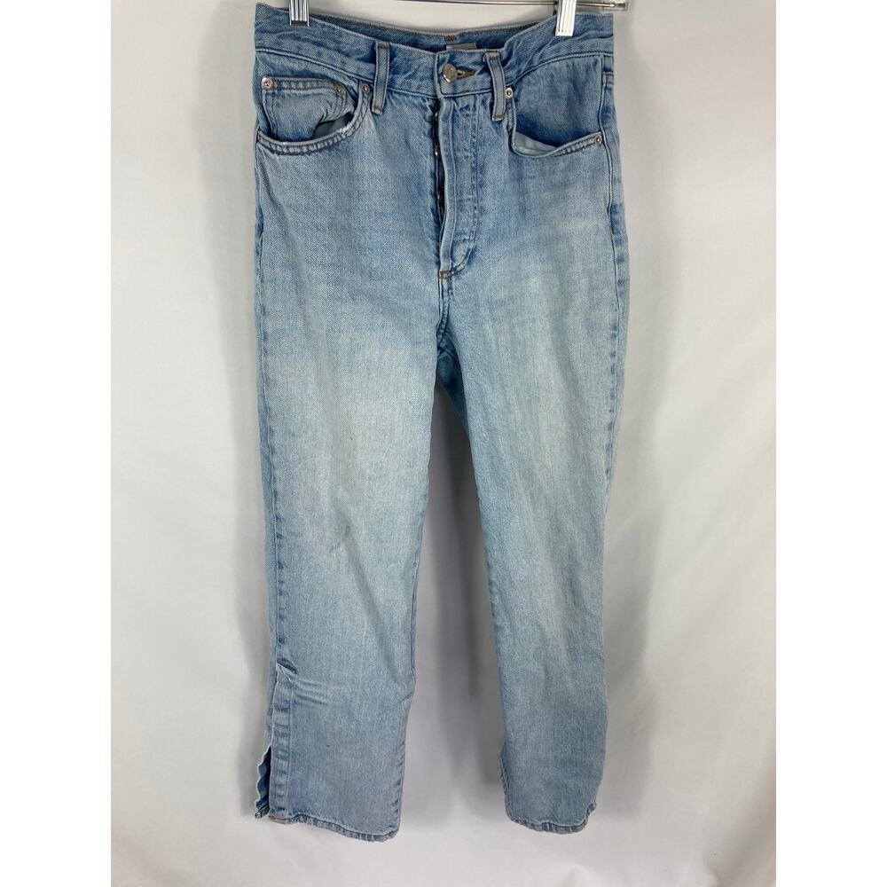 Topshop Wide Leg Light Wash Button Fly Jeans Size W28 L30